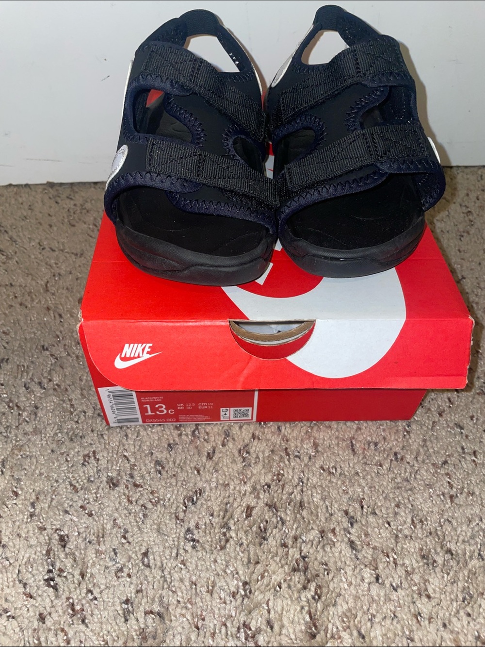 Nike Kids Black Velcro Sport Sandals